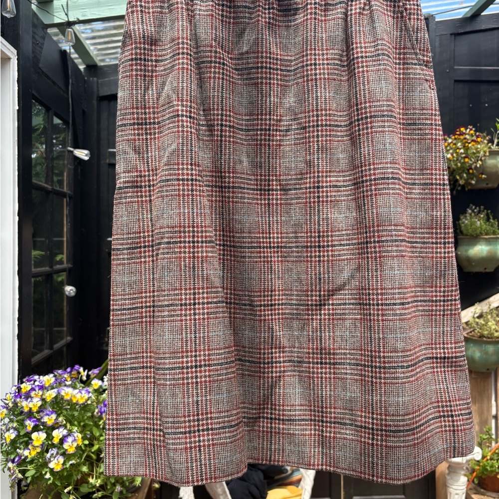 Pendleton Red and Gray Plaid Midi Skirt